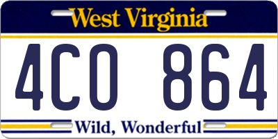 WV license plate 4CO864