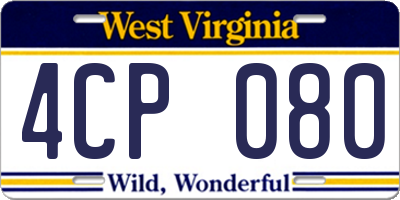 WV license plate 4CP080