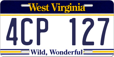 WV license plate 4CP127