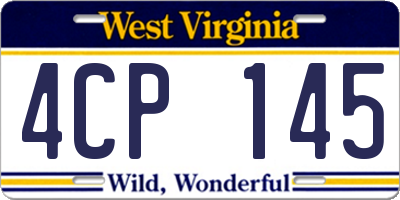 WV license plate 4CP145