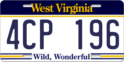 WV license plate 4CP196