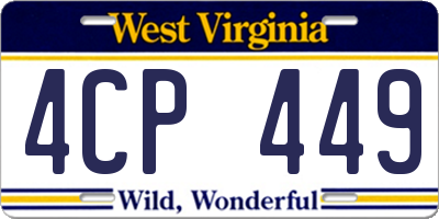 WV license plate 4CP449