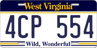 WV license plate 4CP554