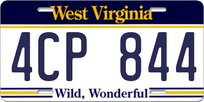 WV license plate 4CP844