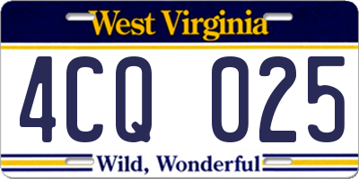 WV license plate 4CQ025