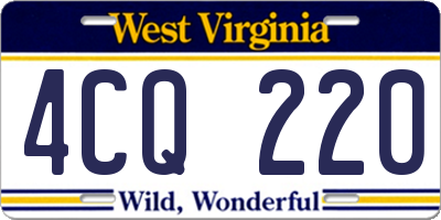WV license plate 4CQ220