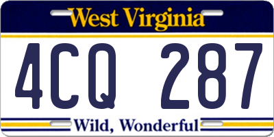 WV license plate 4CQ287