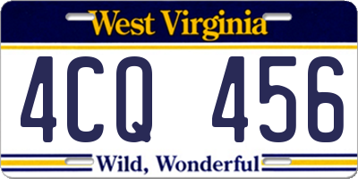 WV license plate 4CQ456