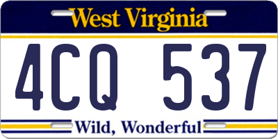 WV license plate 4CQ537
