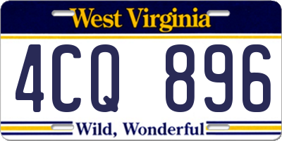 WV license plate 4CQ896