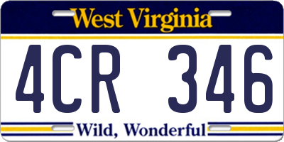WV license plate 4CR346
