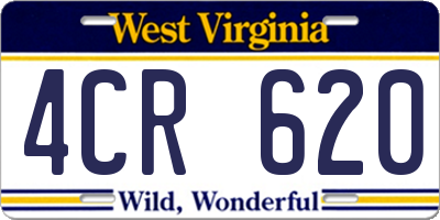 WV license plate 4CR620