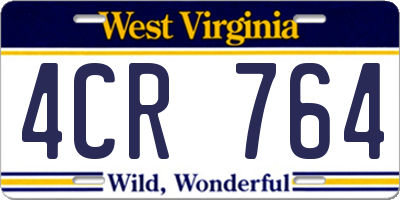 WV license plate 4CR764