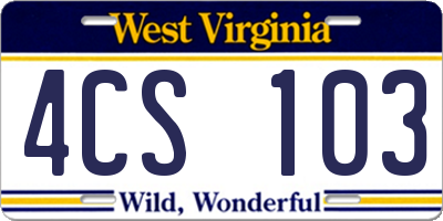 WV license plate 4CS103