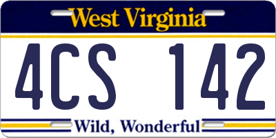 WV license plate 4CS142