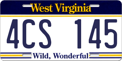 WV license plate 4CS145