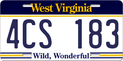 WV license plate 4CS183