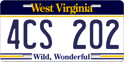 WV license plate 4CS202