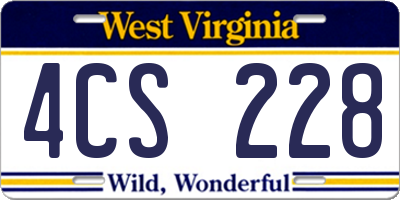 WV license plate 4CS228