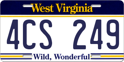WV license plate 4CS249
