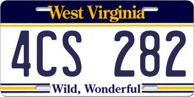 WV license plate 4CS282