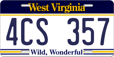 WV license plate 4CS357