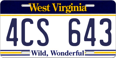 WV license plate 4CS643