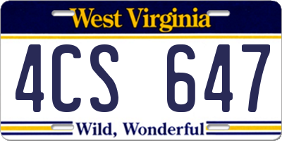 WV license plate 4CS647