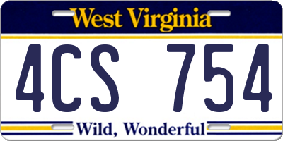 WV license plate 4CS754
