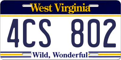 WV license plate 4CS802