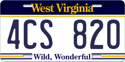 WV license plate 4CS820