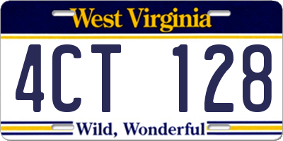 WV license plate 4CT128