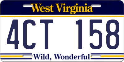 WV license plate 4CT158