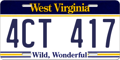 WV license plate 4CT417