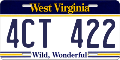 WV license plate 4CT422