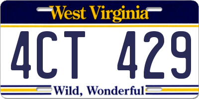 WV license plate 4CT429