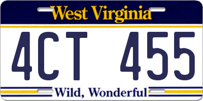 WV license plate 4CT455