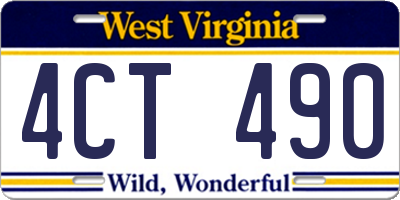 WV license plate 4CT490