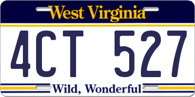 WV license plate 4CT527