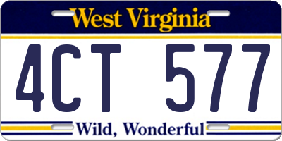 WV license plate 4CT577