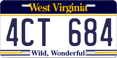 WV license plate 4CT684