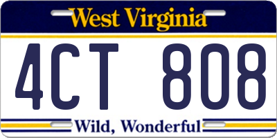 WV license plate 4CT808