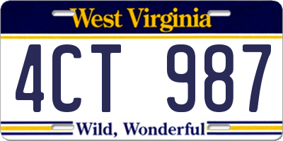 WV license plate 4CT987