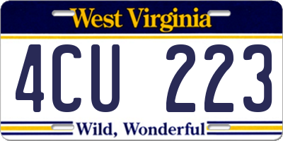 WV license plate 4CU223