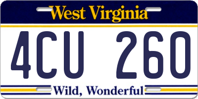 WV license plate 4CU260