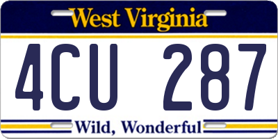WV license plate 4CU287