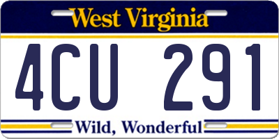 WV license plate 4CU291