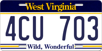 WV license plate 4CU703