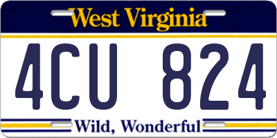 WV license plate 4CU824