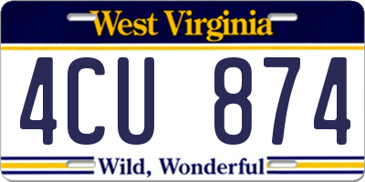 WV license plate 4CU874